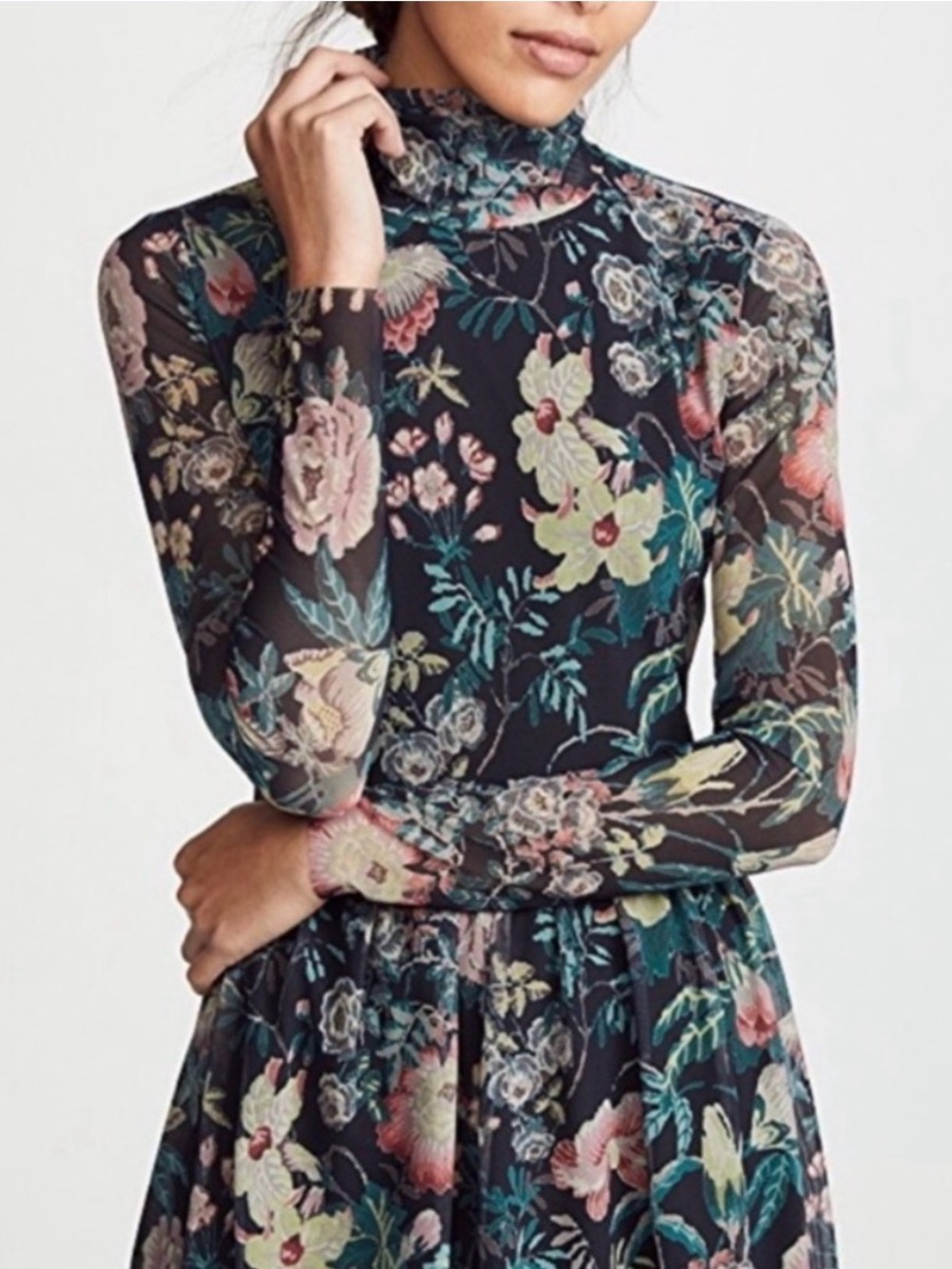 Rebecca Taylor La Vie Faded Garden Mesh Dress Size XS - Picture 3 of 9